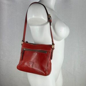 Dooney & Bourke Florentine Leather Crossbody Bag Red Duck Logo Vintage Vacchetta